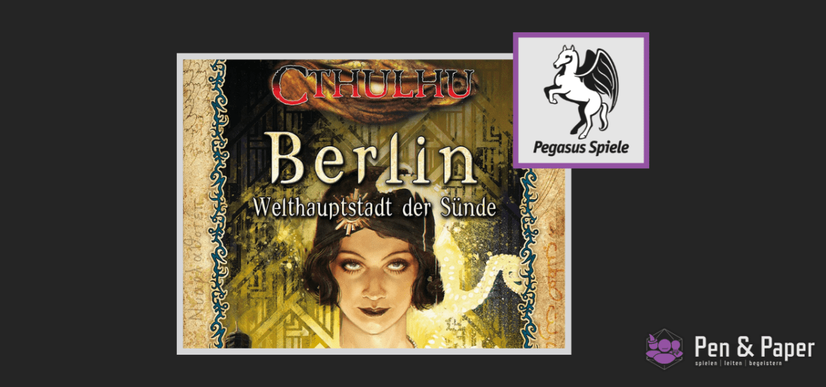 Thumbnail zu Cthulhu Berlin. Zeigt Cover des Buches und das Logo vom Pegasus Spiele Verlag